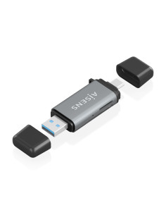 Lector De Tarjetas SD Micro SD MMC Rs-MMC MMC Micro USB-A y USB-C Gris