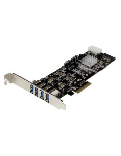 Adaptador Tarjeta PCI Express PCI-E 4 Puertos USB 3.0 UASP Bus Doble con Alimentación Molex SATA
