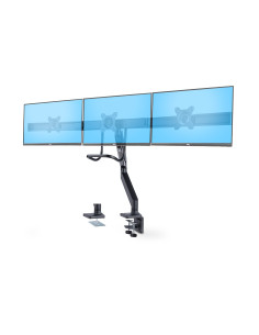 Soporte VESA de Sobremesa para Tres Monitores de 27 Pulgadas - 75x75/100x100 - Brazo de Soporte para 3 Monitores - Grommet o